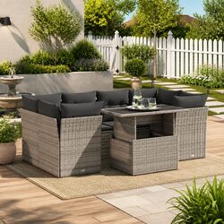 Practical 7-Piece Grey Rattan Sofa Set for Your Patio