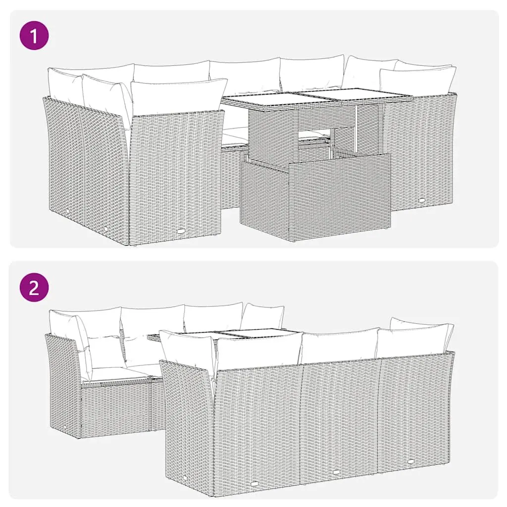 Garden Sofa Set 7 Piece PE Rattan Outdoor Furniture Grey Patio Sectional