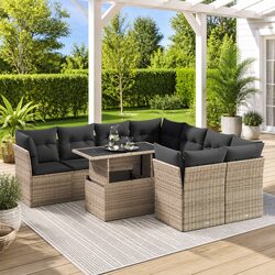 Versatile 9 Piece Garden Sofa Set for Outdoor Use