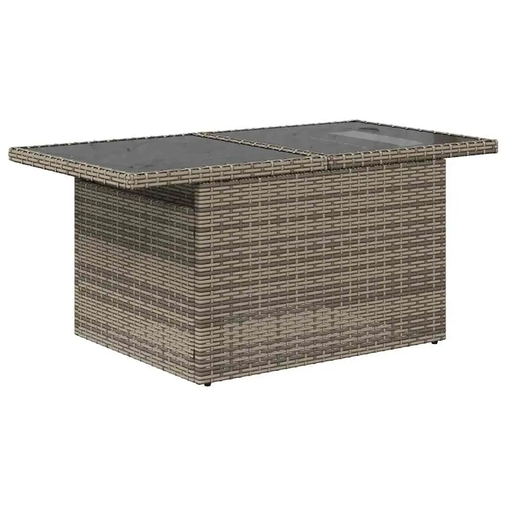 5 Piece Outdoor Furniture Set Grey Poly Rattan Patio Sofa with Adjustable Table and Storage Function