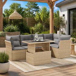 Practical 6 Piece Garden Sofa Set for Outdoor Use