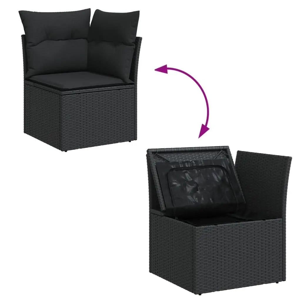 Garden Sofa Set 8 Piece Outdoor Furniture Poly Rattan Black with Cushions