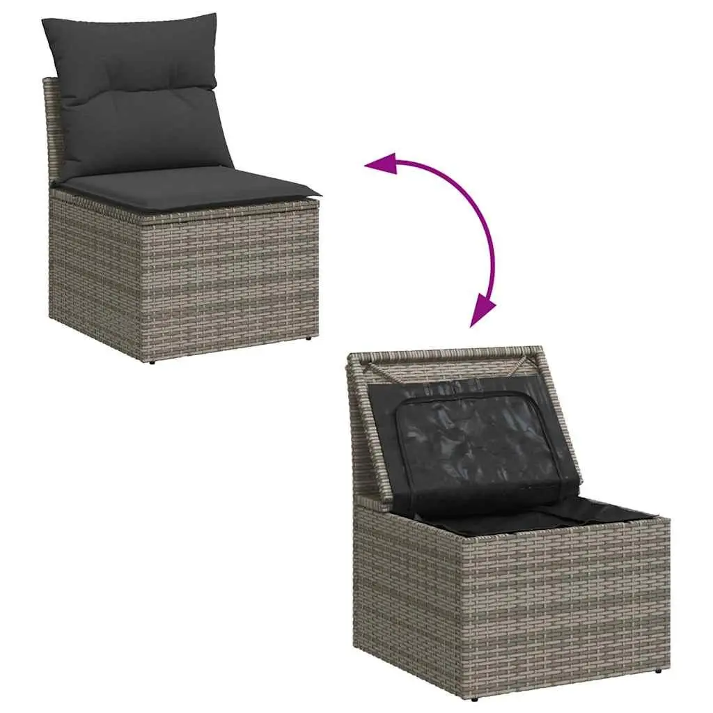 Garden Sofa Set 11 Piece Outdoor Furniture Grey Poly Rattan Patio Sectional