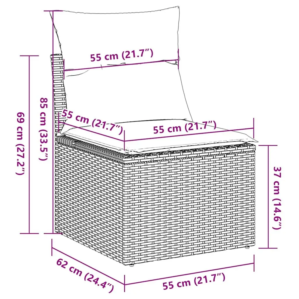 Garden Sofa Set 5 Piece PE Rattan Outdoor Furniture Grey Powder-coated Steel Patio Seating