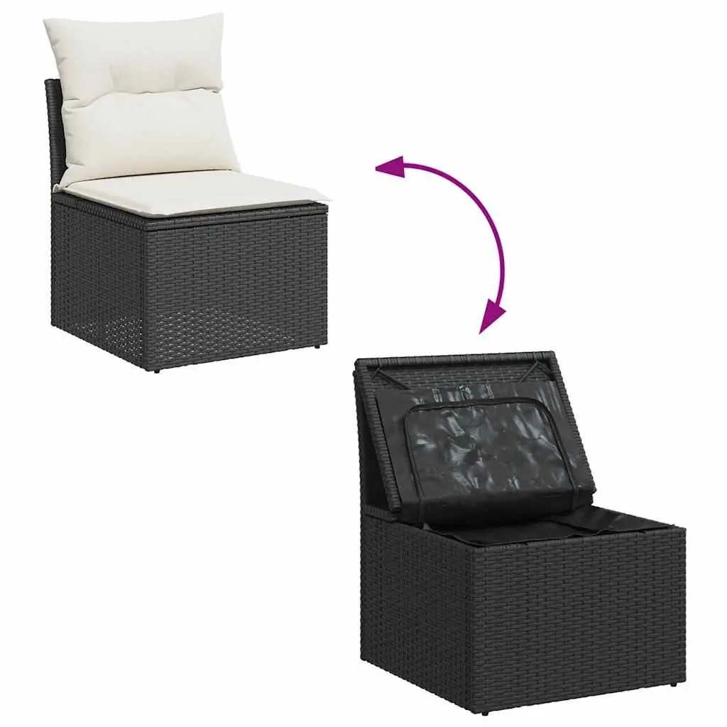 Garden Sofa Set PE Rattan 6 Piece Outdoor Patio Furniture Black