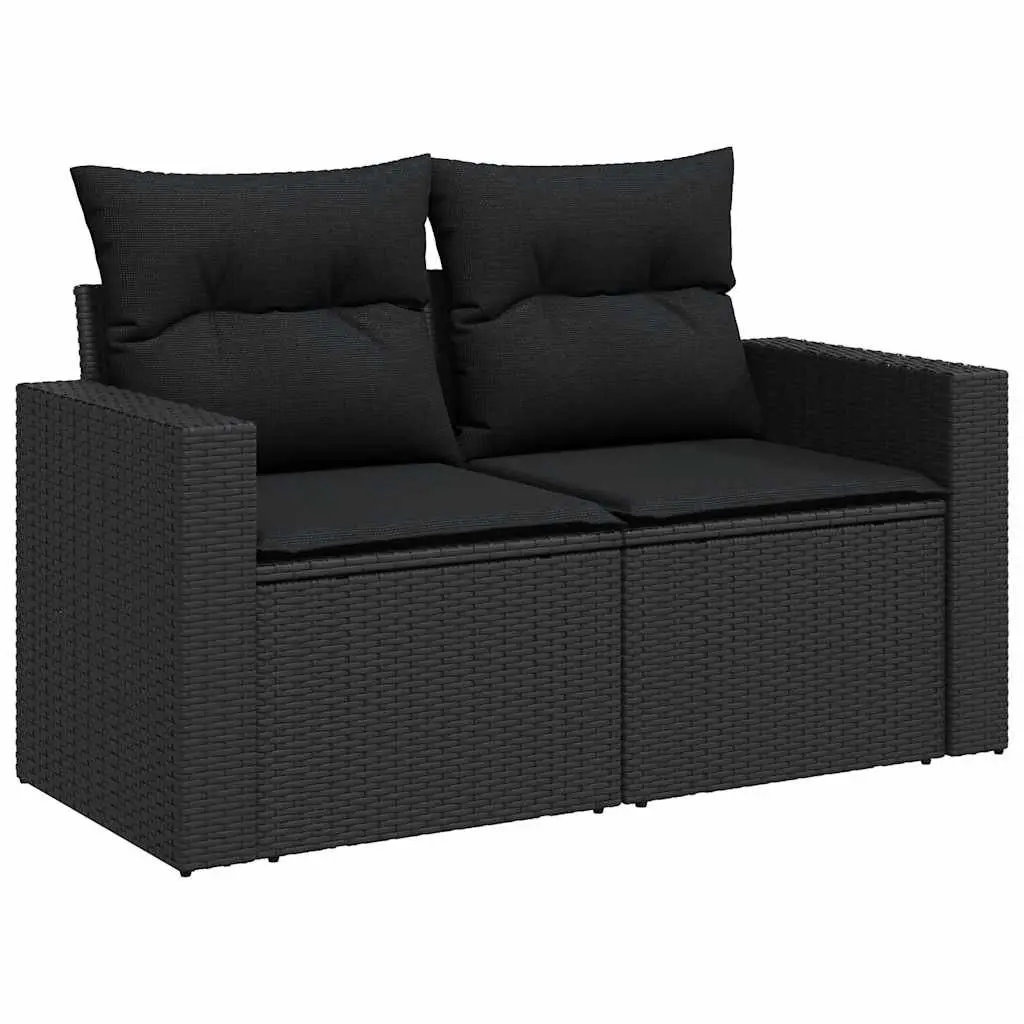 Garden Sofa Set 9 Piece Outdoor Furniture Black Poly Rattan Patio Seating