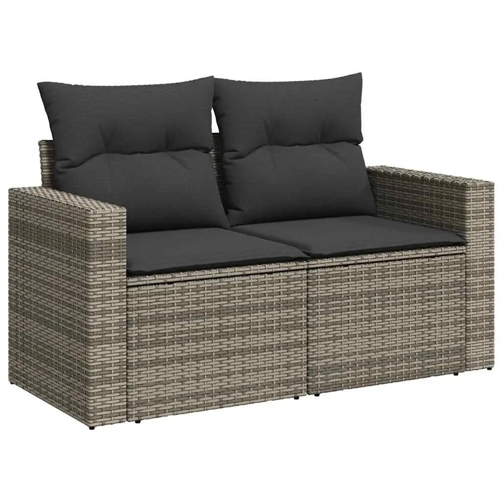 Garden Sofa Set 6 Piece PE Poly Rattan Outdoor Furniture Grey Powder-coated Steel Frame