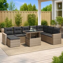 Practical 9 Piece Garden Sofa Set for Outdoor Use