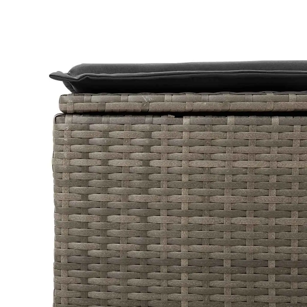 9 Piece Grey Outdoor Furniture Sofa Set Poly Rattan Patio Sectional with Adjustable Table and Storage Function