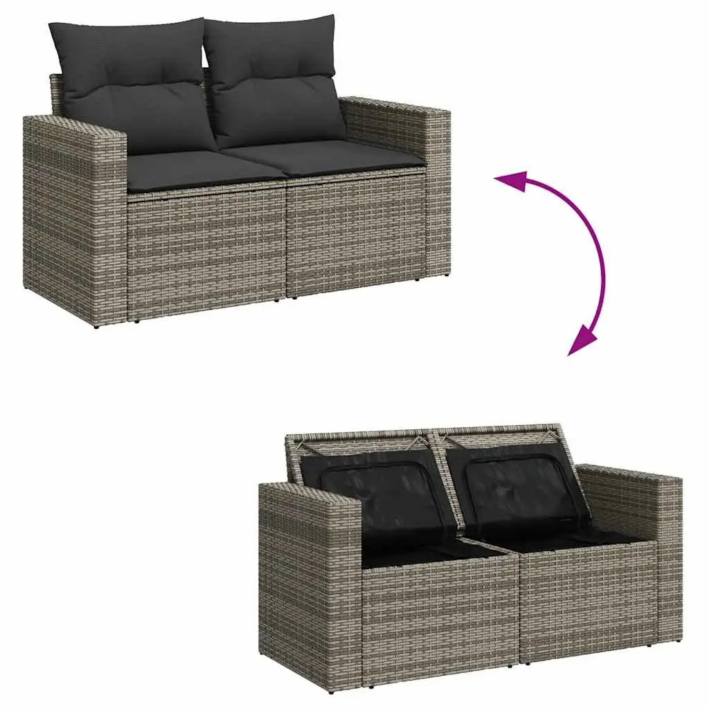 Garden Sofa Set PE Rattan 10 Piece Outdoor Furniture Grey