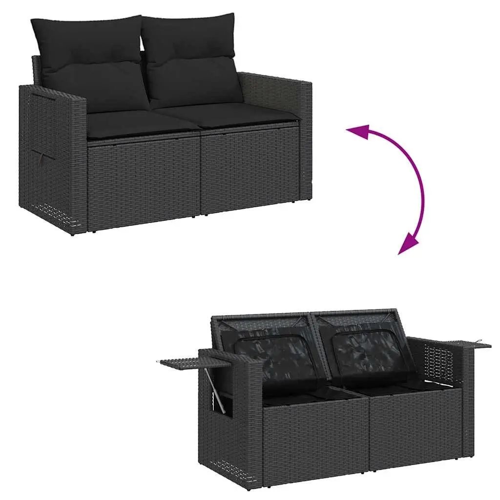 Garden Sofa Set 6 Piece Poly Rattan Outdoor Furniture Black Patio Sectional