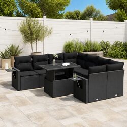 Outdoor Garden Sofa Set 9 Piece Patio Furniture with Cushions Storage Black