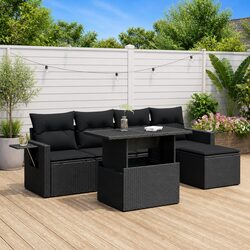 Practical 6 Piece Black Outdoor Sofa Set for Any Home