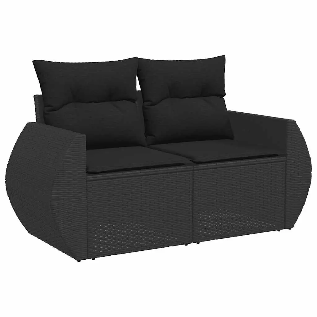 Garden Sofa Set 8 Piece Outdoor Furniture Poly Rattan Black with Cushions