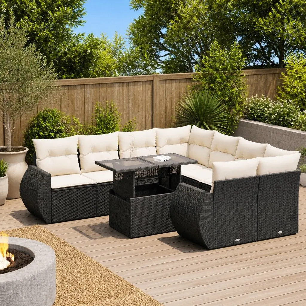 Garden Sofa Set 9 Piece Outdoor Patio Furniture Lounger with Cushions Storage