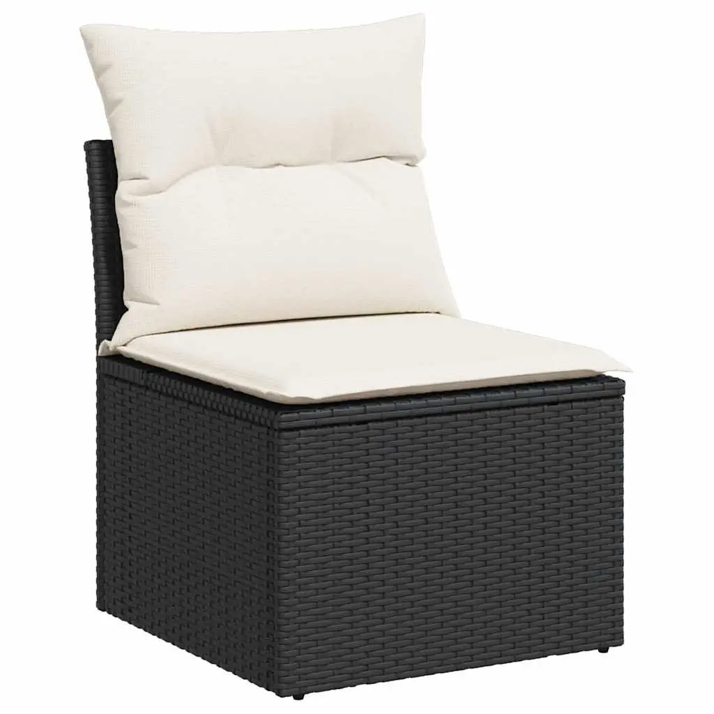 6 Piece Garden Sofa Set PE Rattan Powder Coated Steel Adjustable Table Black