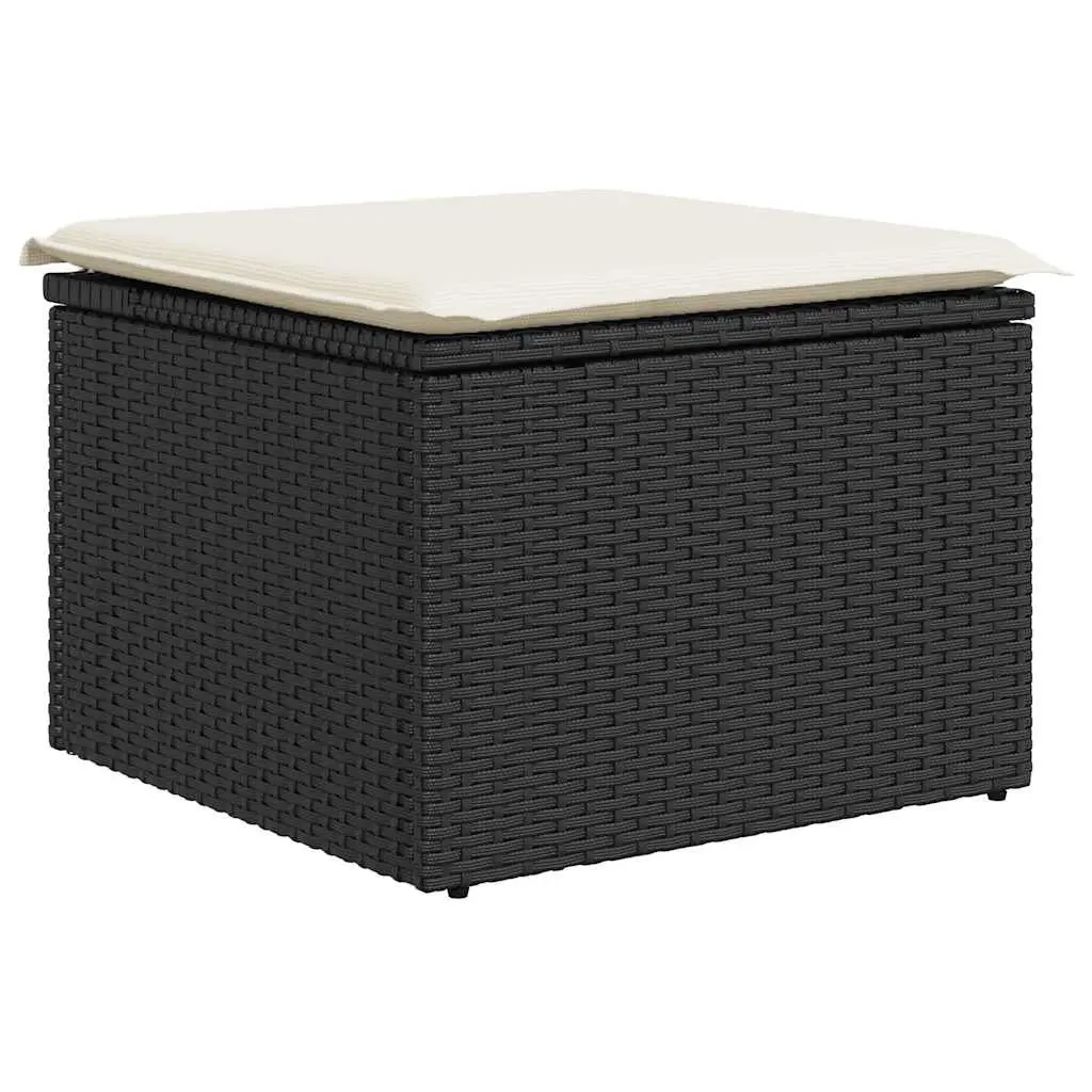 6 Piece Garden Sofa Set PE Rattan Powder Coated Steel Adjustable Table Black