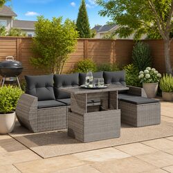 Practical 6-Piece Grey Patio Sofa Set for Outdoor Use