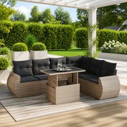 Practical 7 Piece Grey Outdoor Sofa Set for Any Space