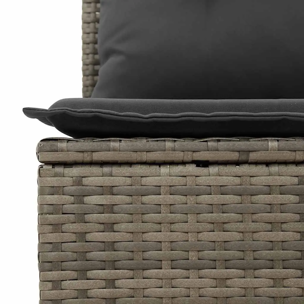 Modular Garden Sofa Set 5 Piece Grey PE Rattan Outdoor Furniture with Adjustable Tabletop and Storage Space