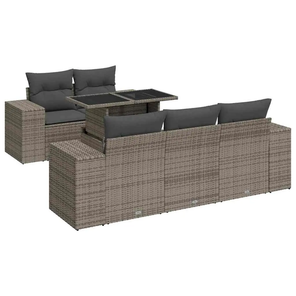 Garden Sofa Set 6 Piece Outdoor Furniture Grey Poly Rattan Patio Lounge Seat