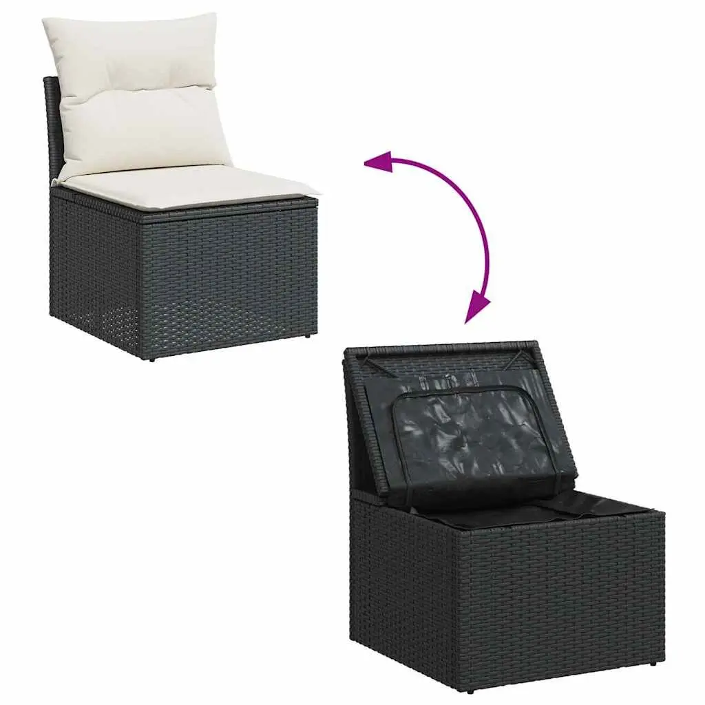 Garden Sofa Set 9 Piece Outdoor Furniture Patio Sectional with Cushions Black