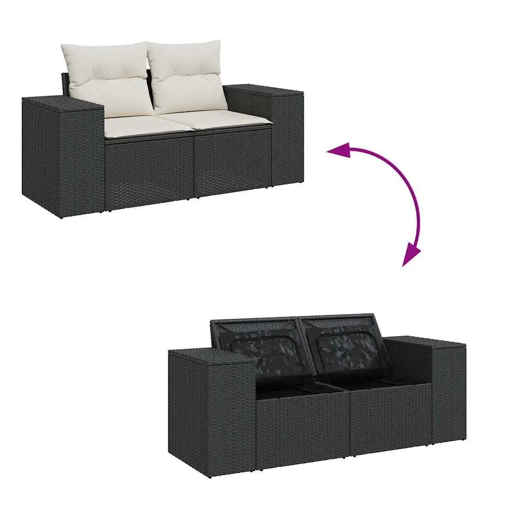Garden Sofa Set 9 Piece Outdoor Furniture Patio Sectional with Cushions Black