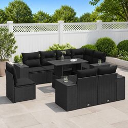 Versatile 9 Piece Black Garden Sofa Set for Your Home