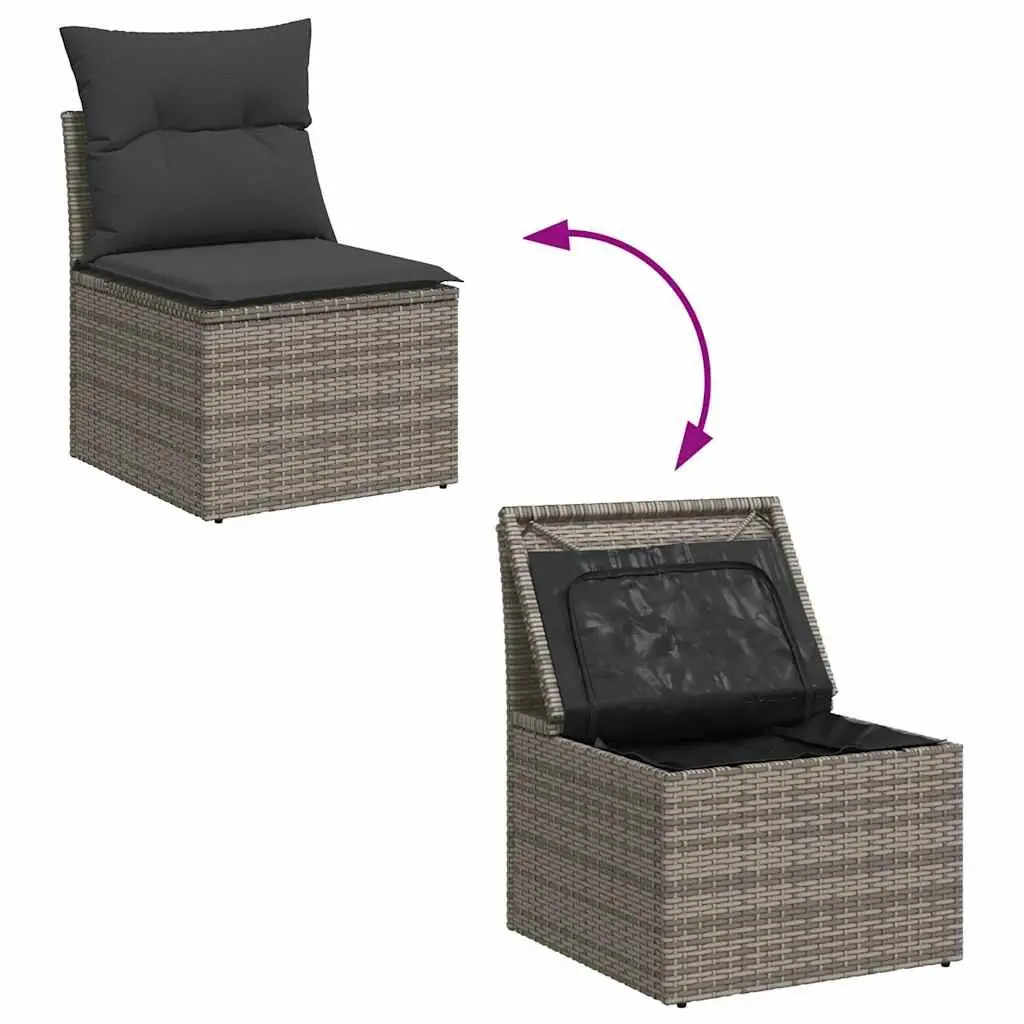 Garden Sofa Set 9 Piece Grey Outdoor Furniture Patio Seating with Storage