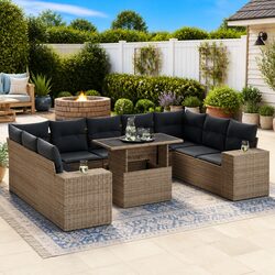 Perfect for Your Patio: 10 Piece Grey Sofa Set