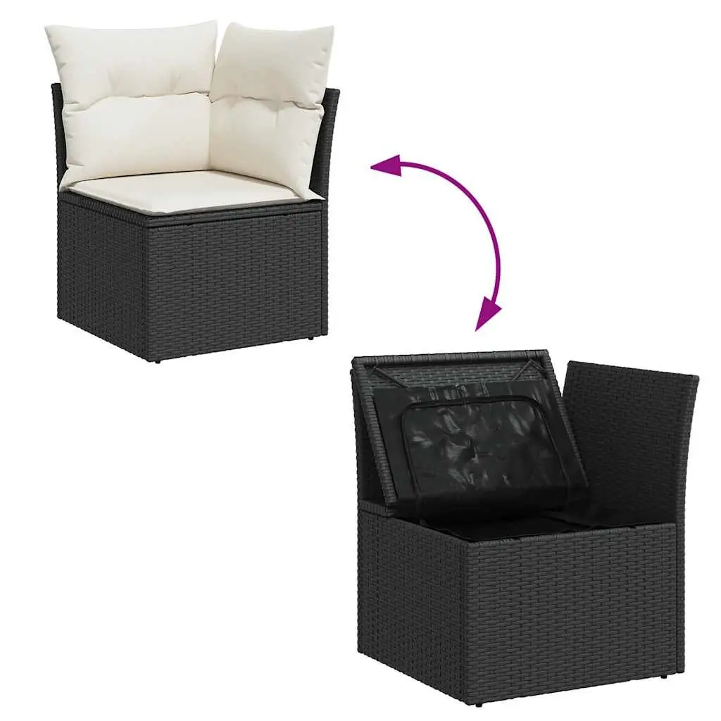 Garden Sofa Set 7 Piece Outdoor Furniture Patio Lounge Black Poly Rattan Modular