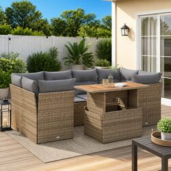 Practical 7-Piece Beige Outdoor Sofa Set