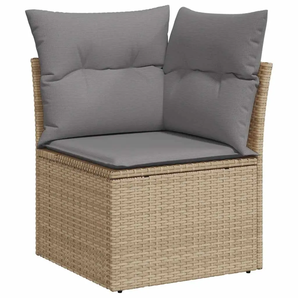 Garden Sofa Set 5 Piece Outdoor Furniture Beige Poly Rattan Patio Lounge with