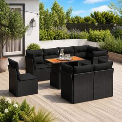 Versatile 9-Piece Black Garden Sofa Set for Outdoor Use