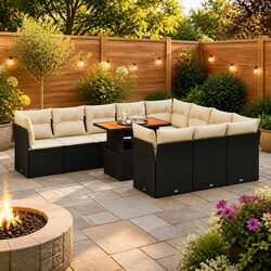 11 Piece Garden Sofa Set for Outdoor Use