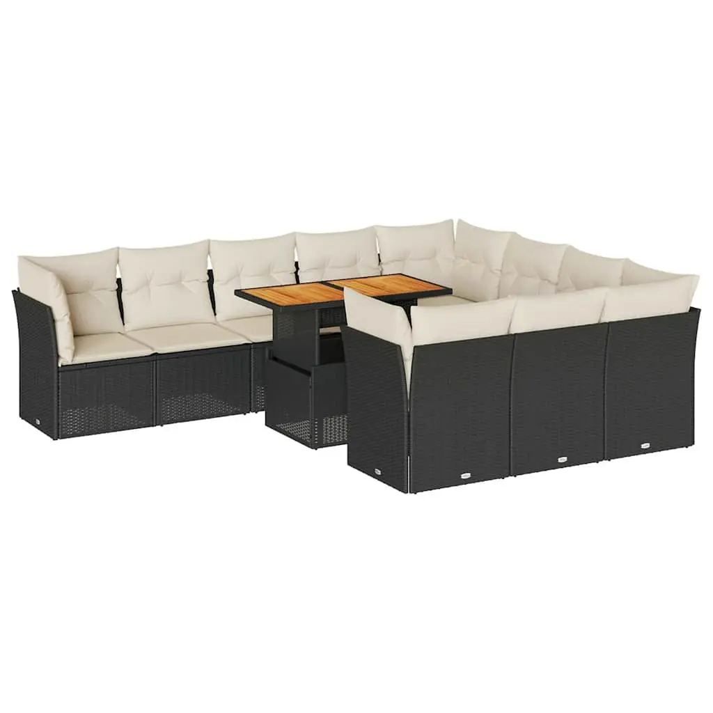 Garden Sofa Set Modular PE Rattan 11 Piece Outdoor Furniture Black