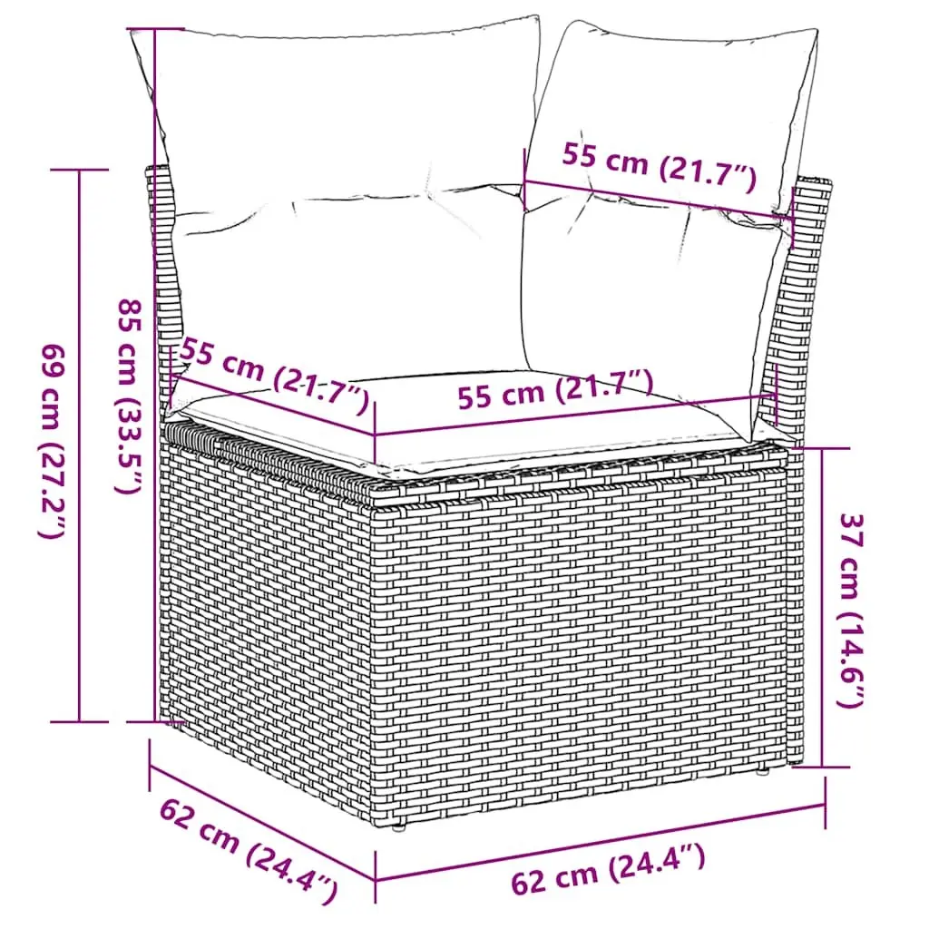 Garden Sofa Set 11 Piece Outdoor Furniture Patio Sectional Beige with Cushions
