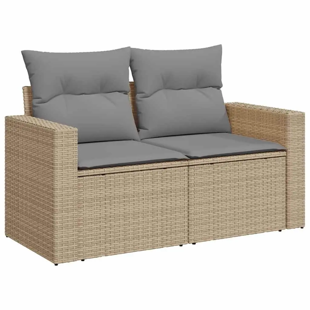 Outdoor Garden Sofa Set PE Rattan 5 Piece Beige Patio Furniture with Cushions
