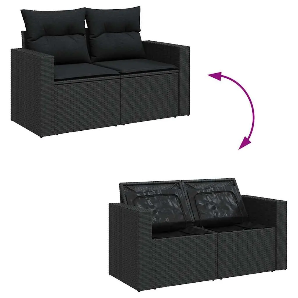 Garden Sofa Set Modular PE Rattan 6 Piece Outdoor Furniture Black