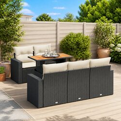Functional 6 Piece Black Outdoor Sofa Set