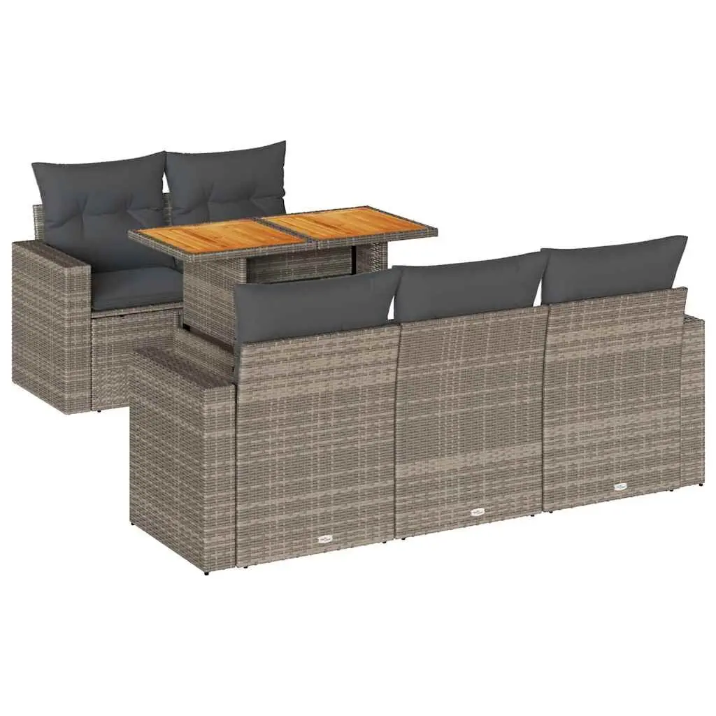 Garden Sofa Set 6 Piece Modular PE Rattan Outdoor Furniture Grey Patio Seating