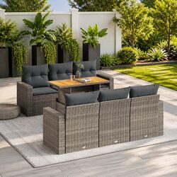 Practical 7-Piece Grey Rattan Sofa Set for Any Outdoor Space