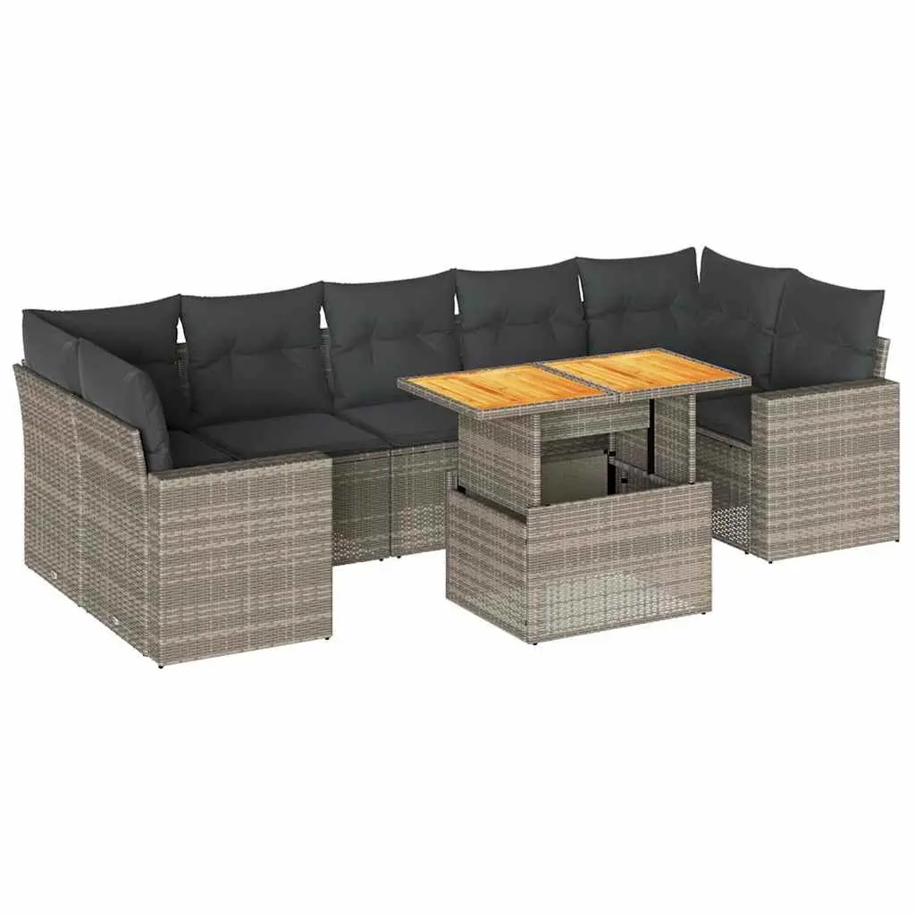 Garden Sofa Set 8 Piece PE Rattan Modular Outdoor Furniture Grey Patio Seating