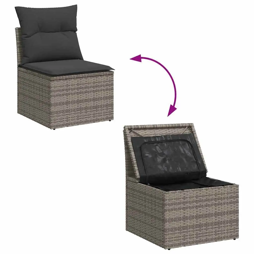 Garden Sofa Set 8 Piece PE Rattan Modular Outdoor Furniture Grey Patio Seating