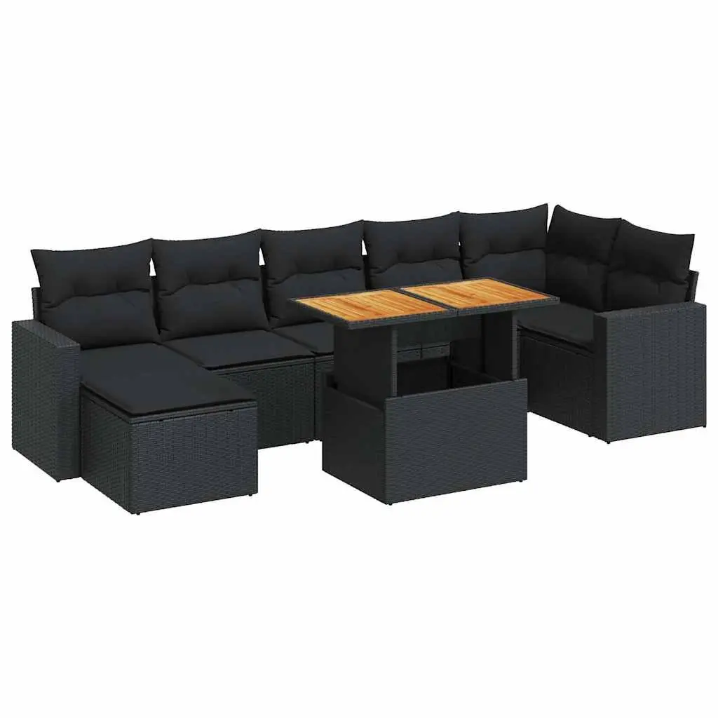 Garden Sofa Set 8 Piece Outdoor Furniture Patio Black Poly Rattan Modular