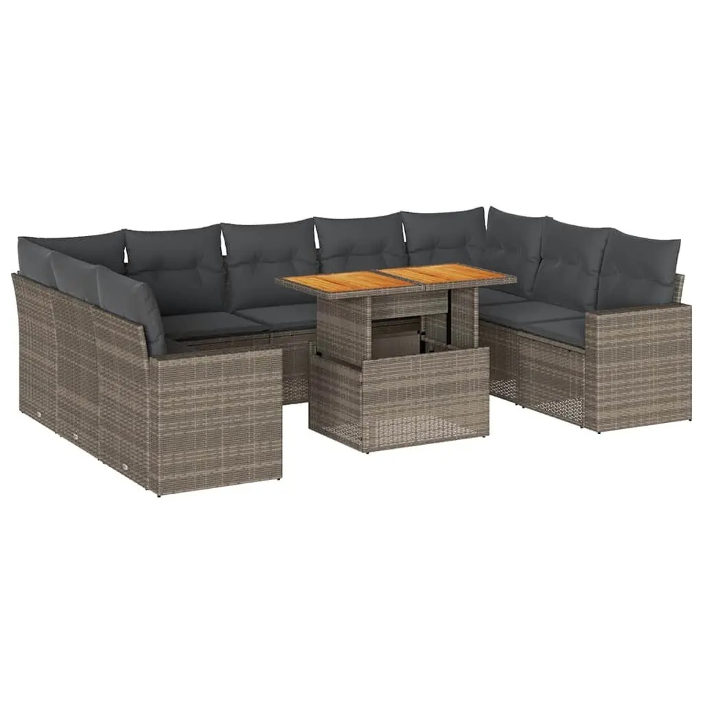 10-Piece Grey Garden Sofa Set for Outdoor Spaces