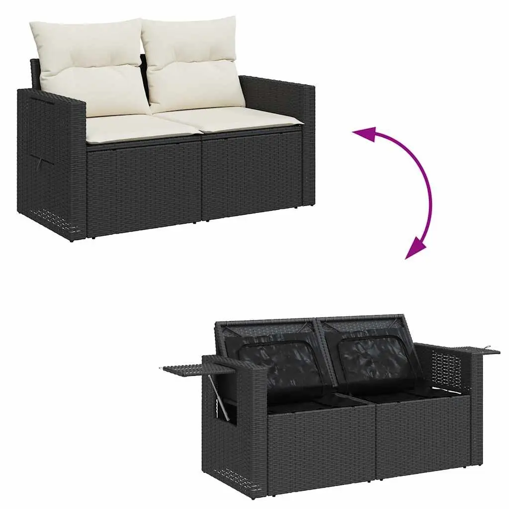 Garden Sofa Set Modular PE Rattan 6 Piece Outdoor Furniture Black