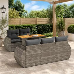 6-Piece Grey Modular Garden Sofa for Outdoor Use