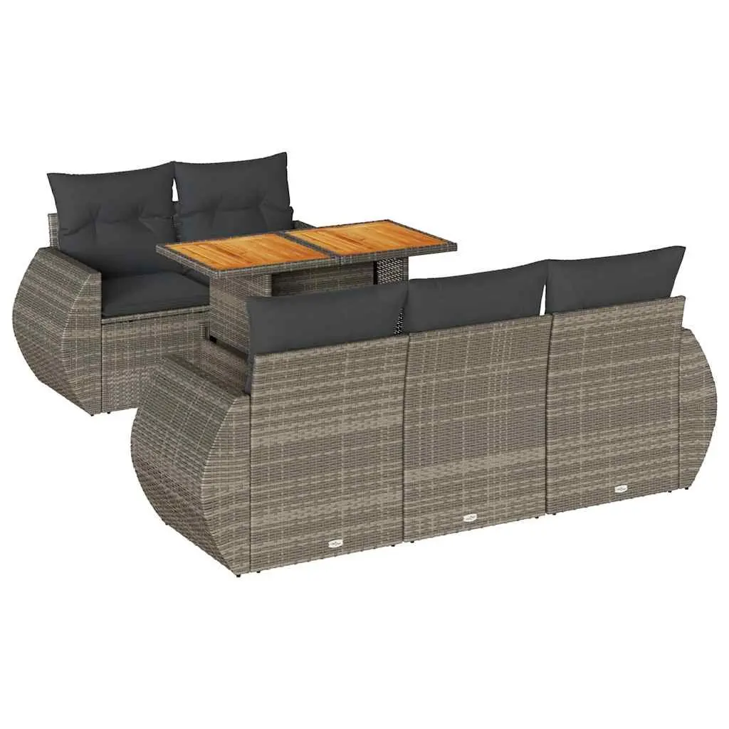 Garden Sofa Set Modular PE Rattan 6 Piece Outdoor Furniture Grey