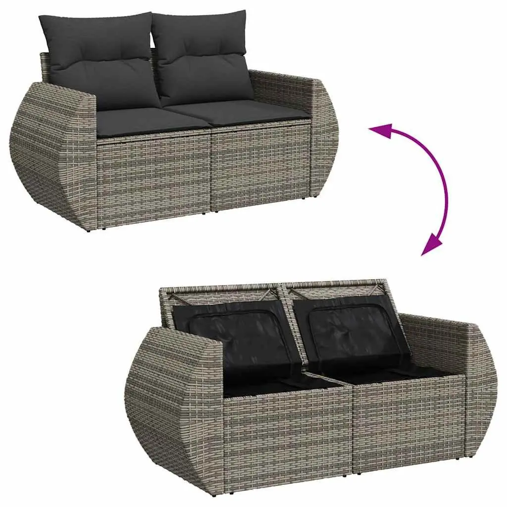 Garden Sofa Set 6 Piece Modular Outdoor Furniture Grey PE Rattan Patio Lounge